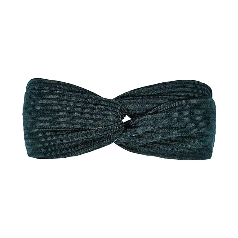 Women's Dark Blue Knitted Bow Headband - Image 7