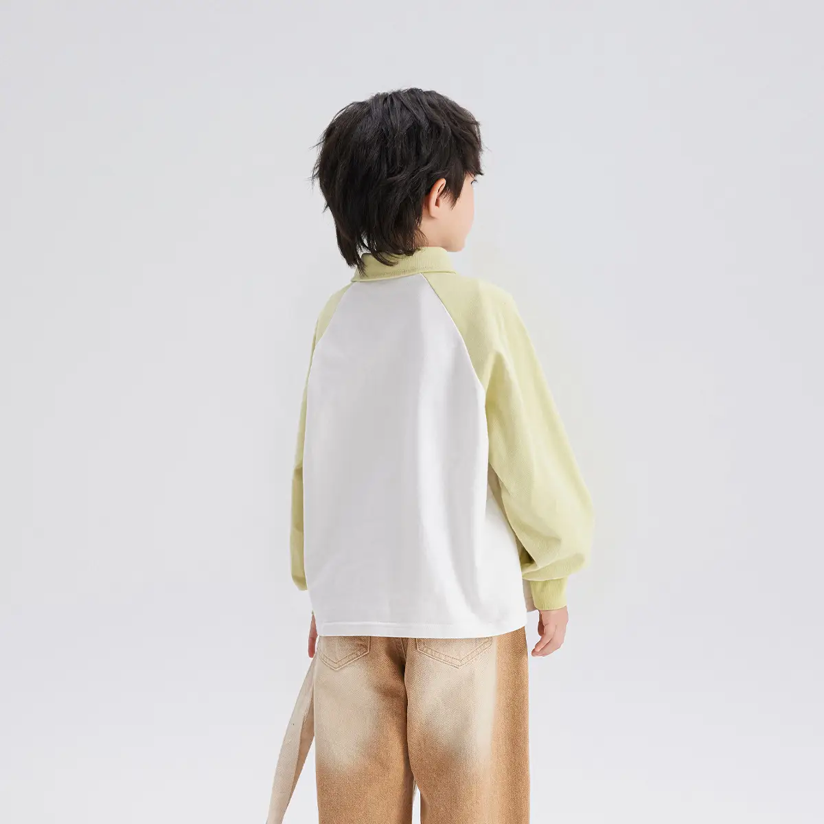 Boys Cotton Polo Shirt Long Sleeve White Green 2024 - Image 4