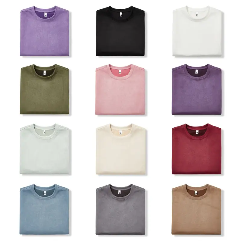 220g Suede T-Shirt White 2024 Summer