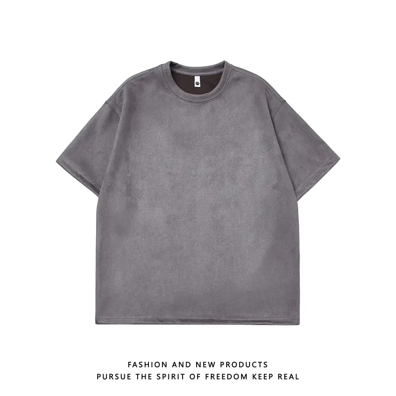 220g Suede T-Shirt White 2024 Summer