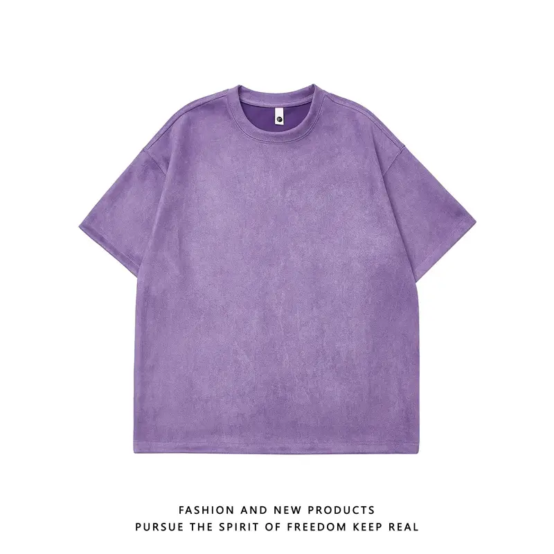 220g Suede T-Shirt White 2024 Summer