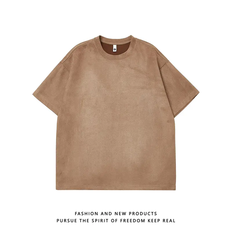 220g Suede T-Shirt White 2024 Summer
