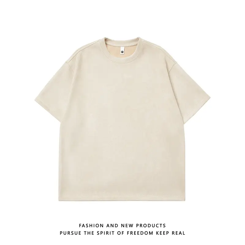 220g Suede T-Shirt White 2024 Summer