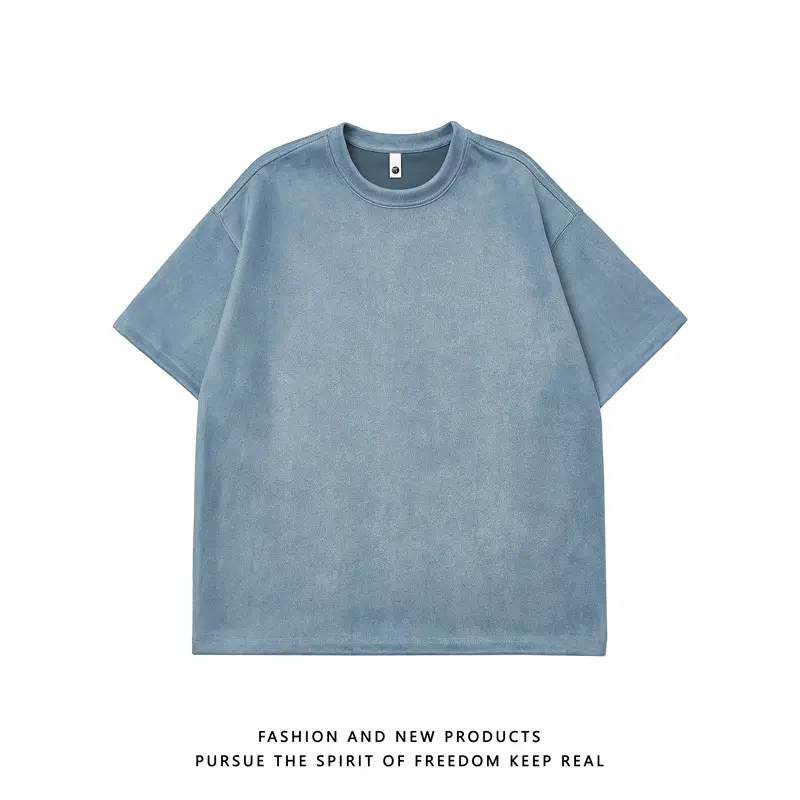 220g Suede T-Shirt White 2024 Summer