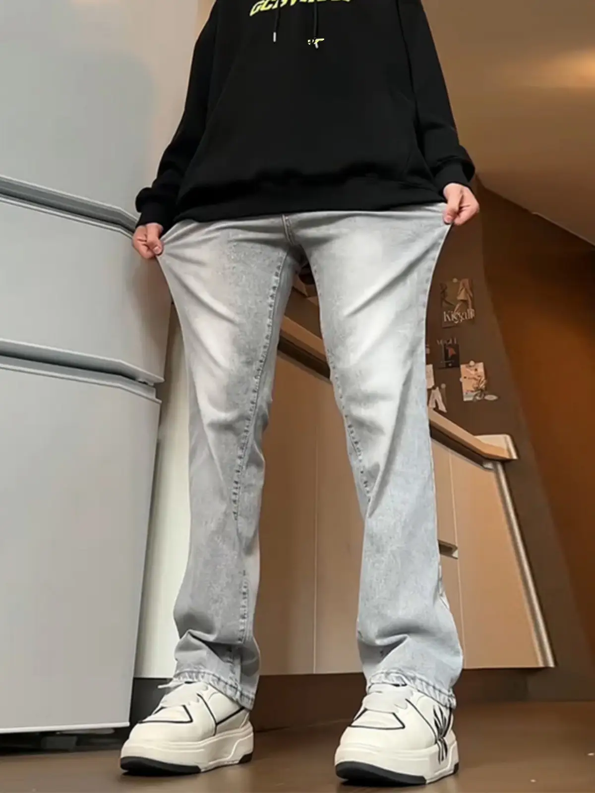 Men Grey Slim Fit Jeans Spring Autumn - Image 5