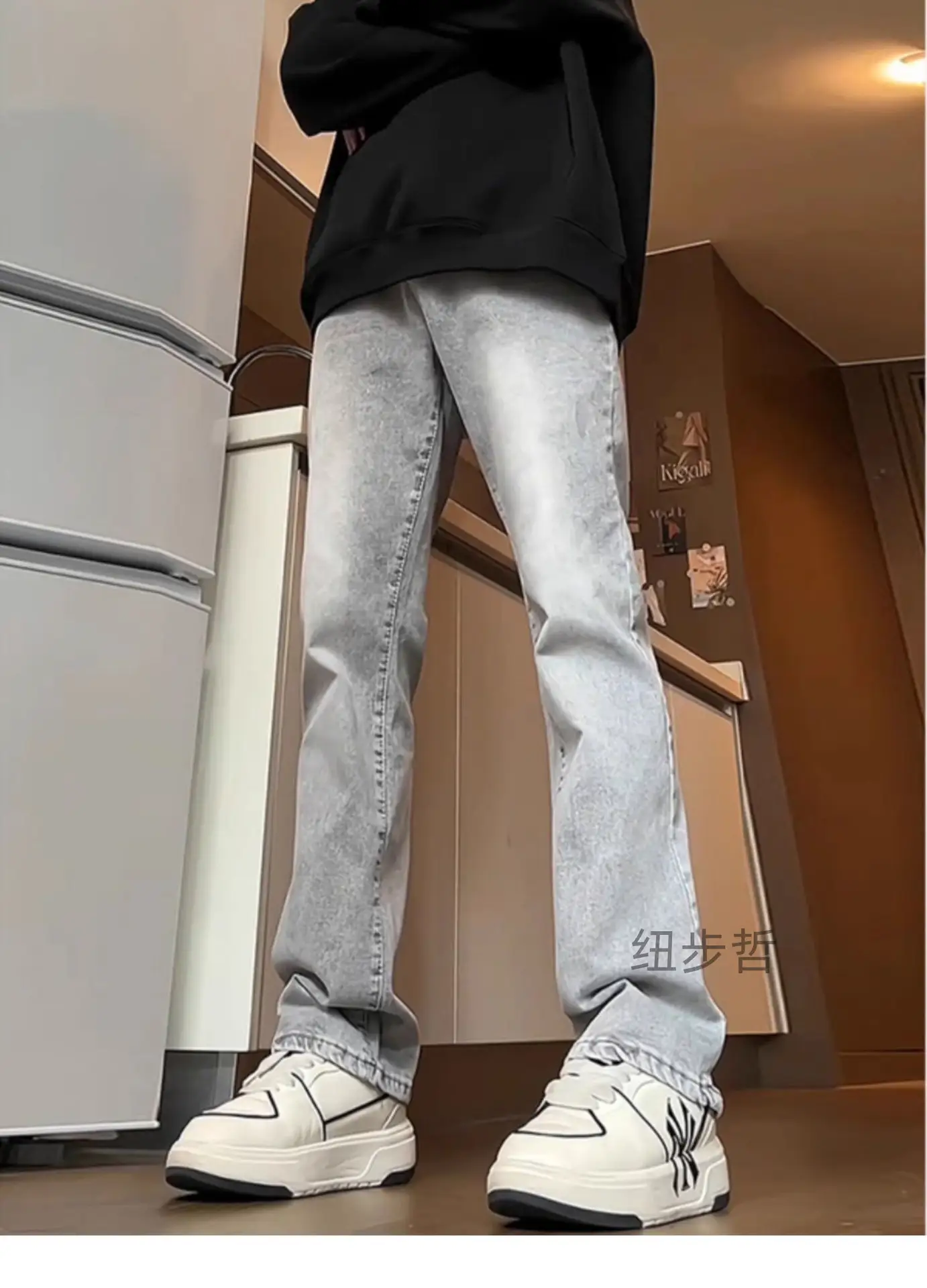 Men Grey Slim Fit Jeans Spring Autumn — feature 3