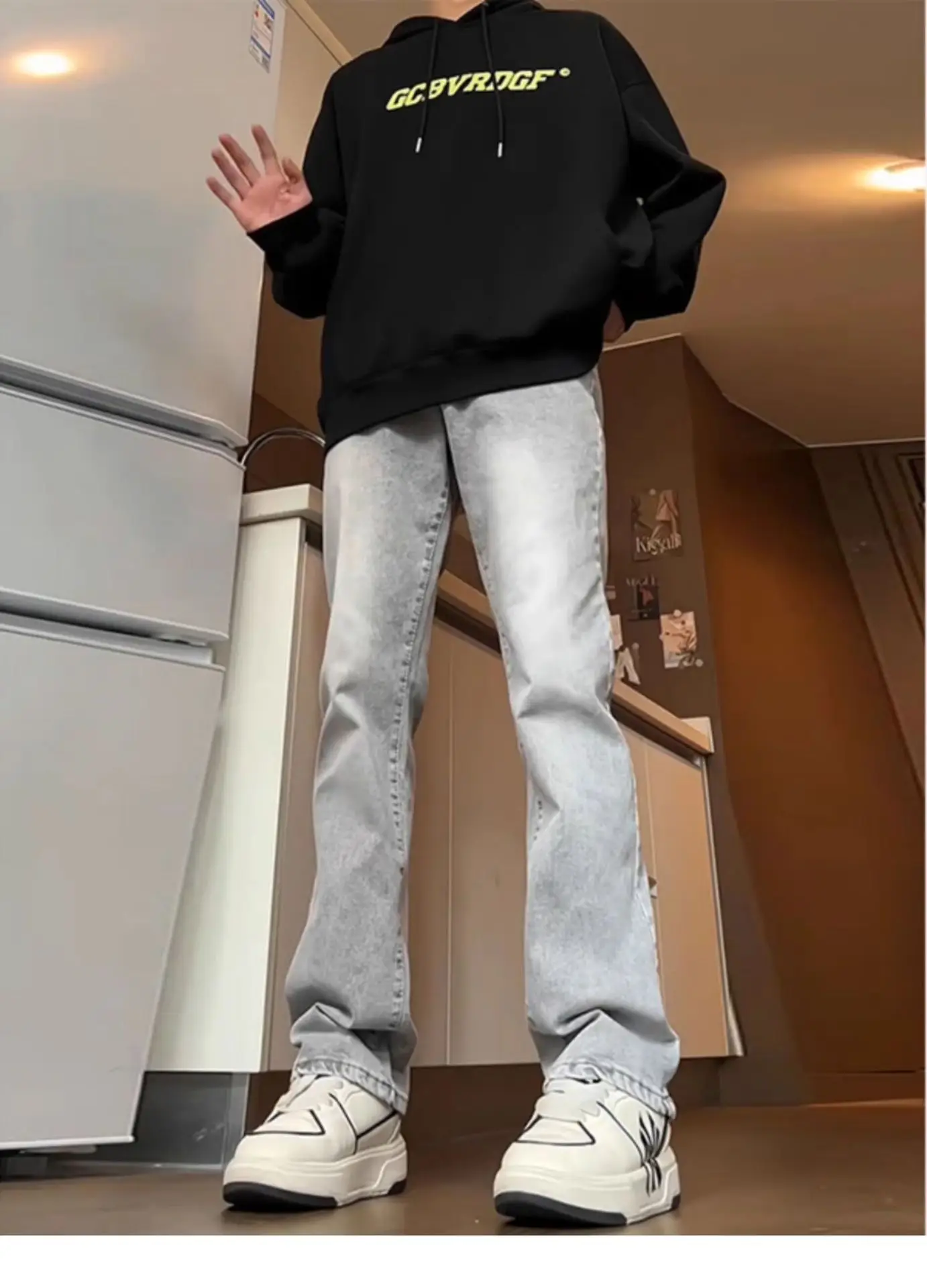 Men Grey Slim Fit Jeans Spring Autumn — feature 4