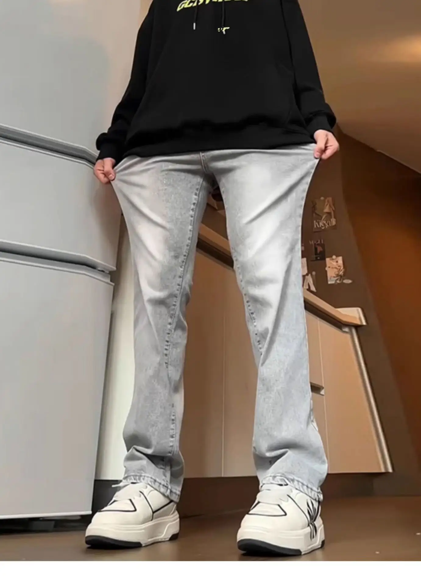 Men Grey Slim Fit Jeans Spring Autumn — feature 5