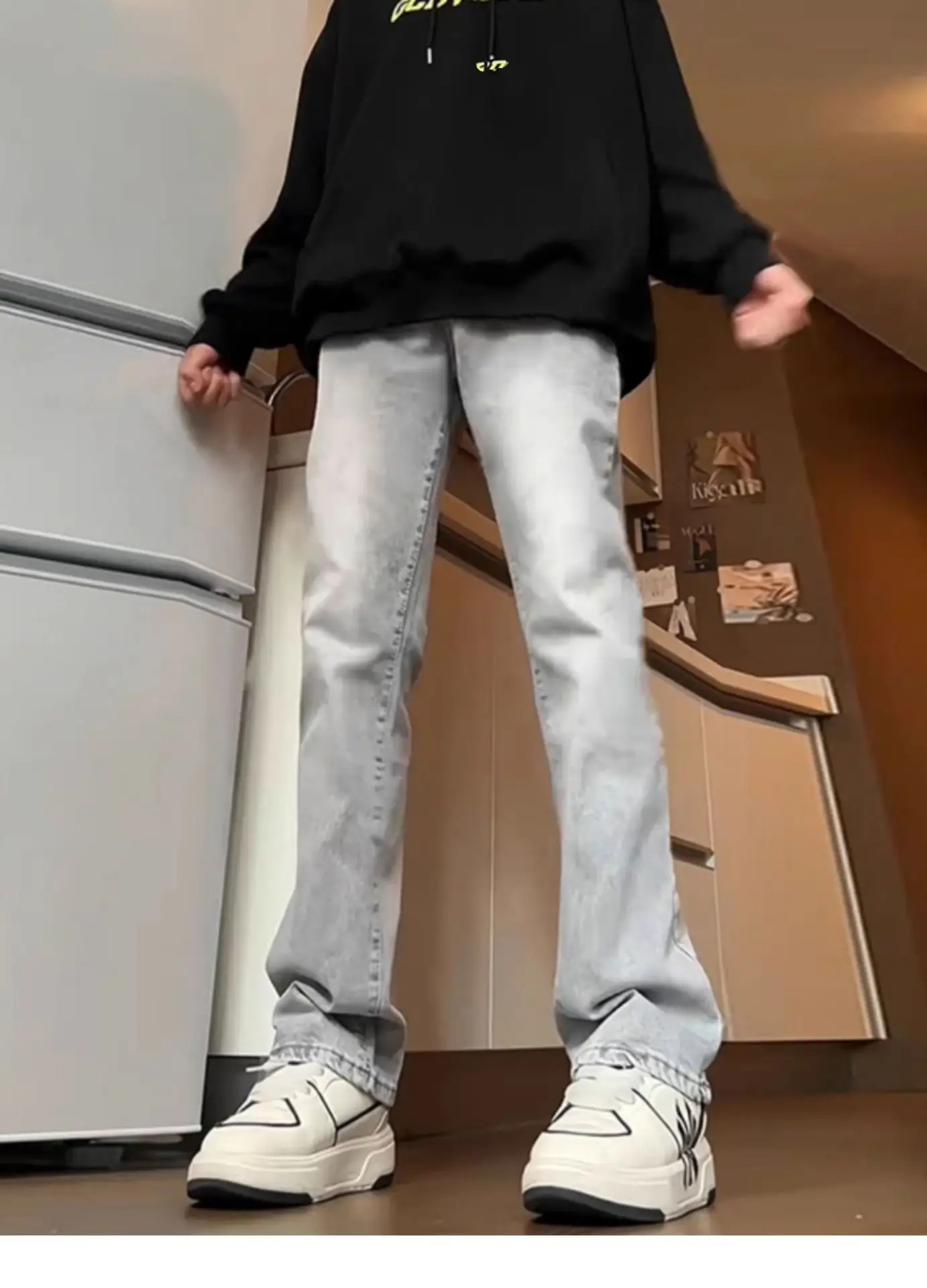 Men Grey Slim Fit Jeans Spring Autumn — feature 7