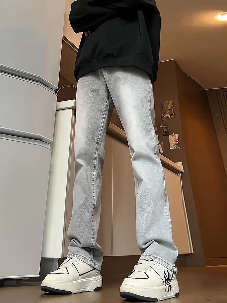 Men Grey Slim Fit Jeans Spring Autumn - Image 2