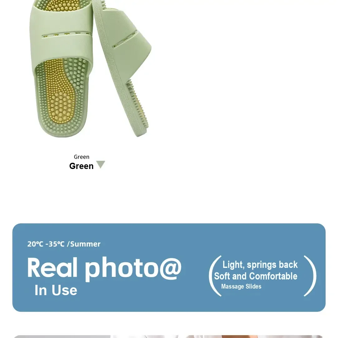 Green slipper shown from top and side.