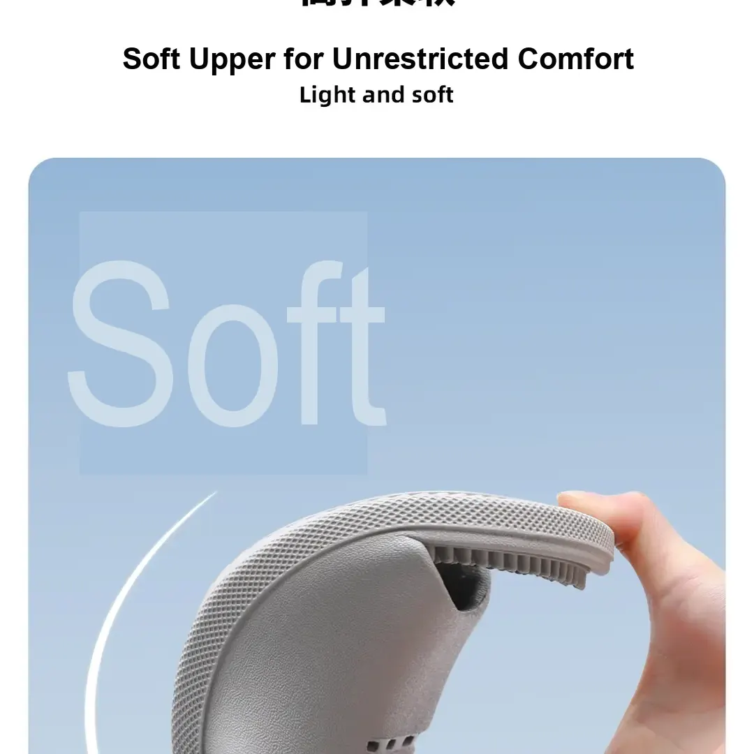 Grey slipper bent by hand to show flexibility.