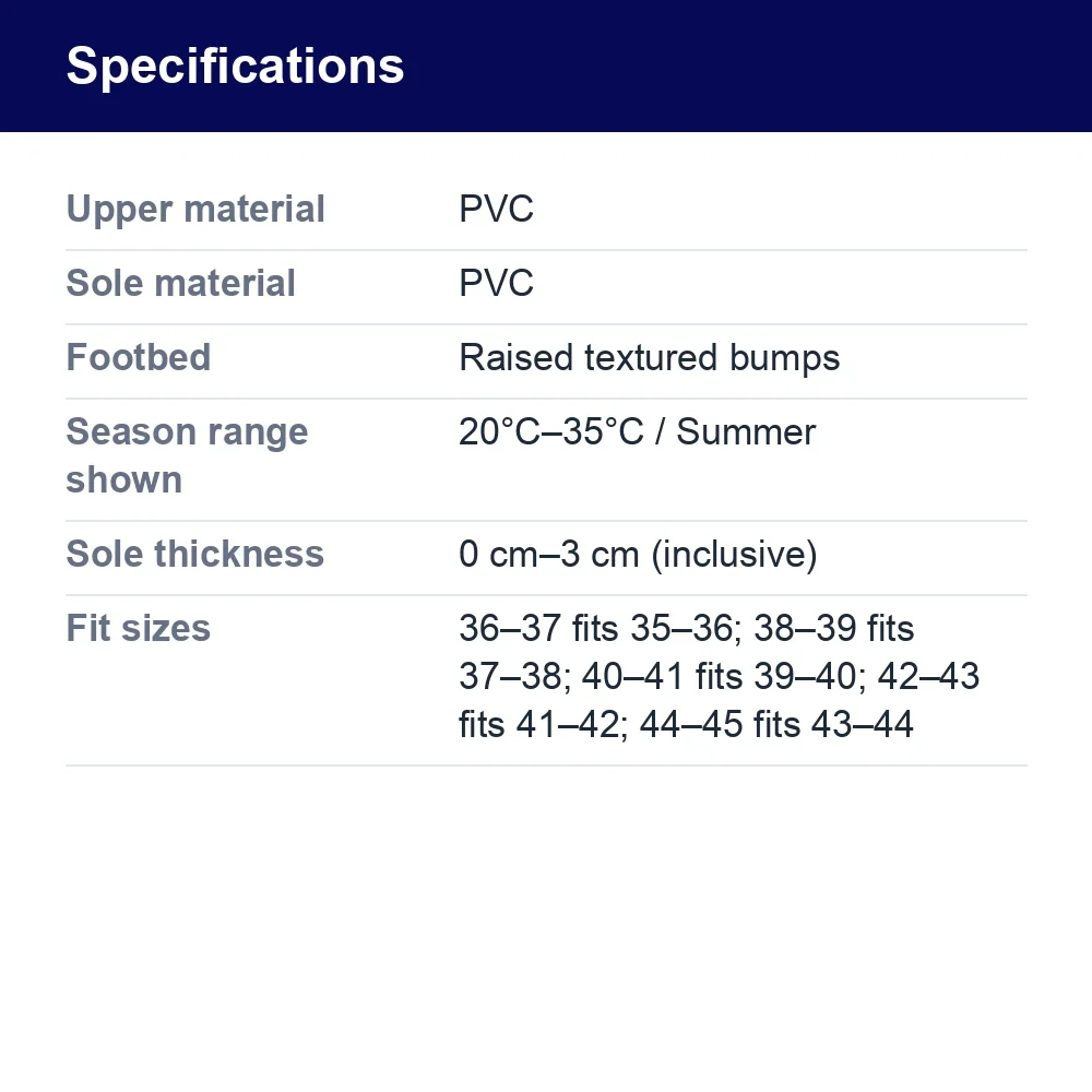 Massage Slippers With Textured Footbed – specifications