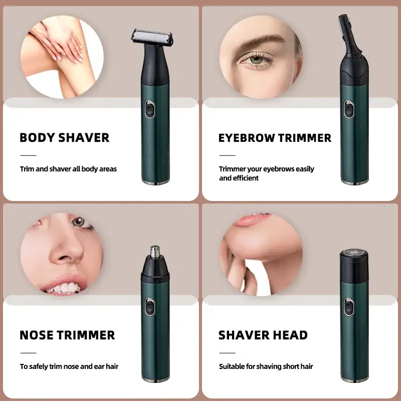 Four-Tool Women's Hair Trimmer Set Green