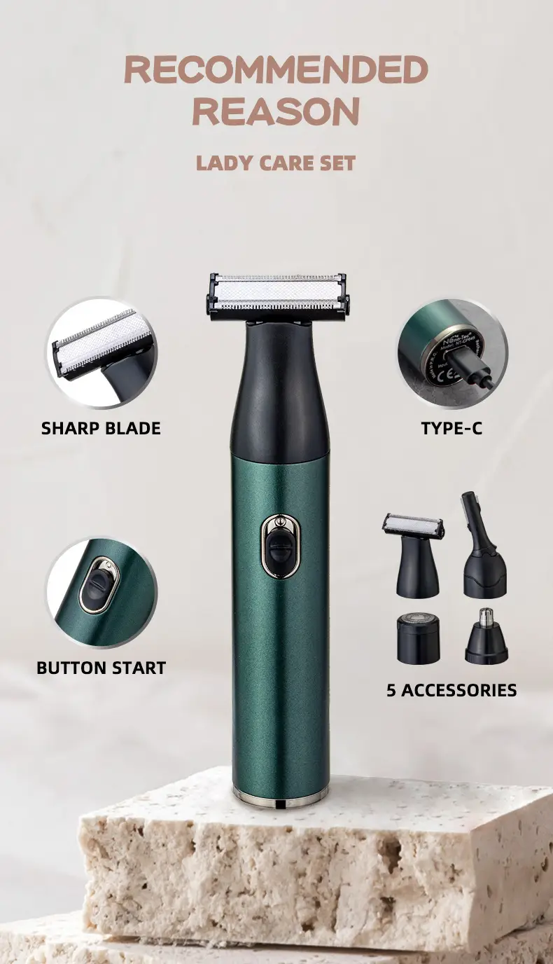 Four-Tool Women's Hair Trimmer Set Green — feature 5