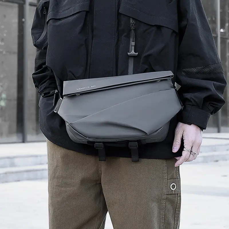 Men's Black Crossbody Shoulder Bag Casual Messenger - Image 5