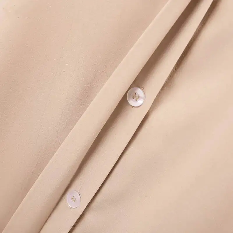In-Stock Women's Fashion Bow Tie Lapel Solid Color Long-Sleeve Shirt Sun Dress with Pockets Loose Cardigan Long Dress — feature 13