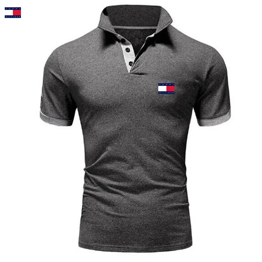 Men's Black Polo Shirt with Blue Trim & Logo - Image 2