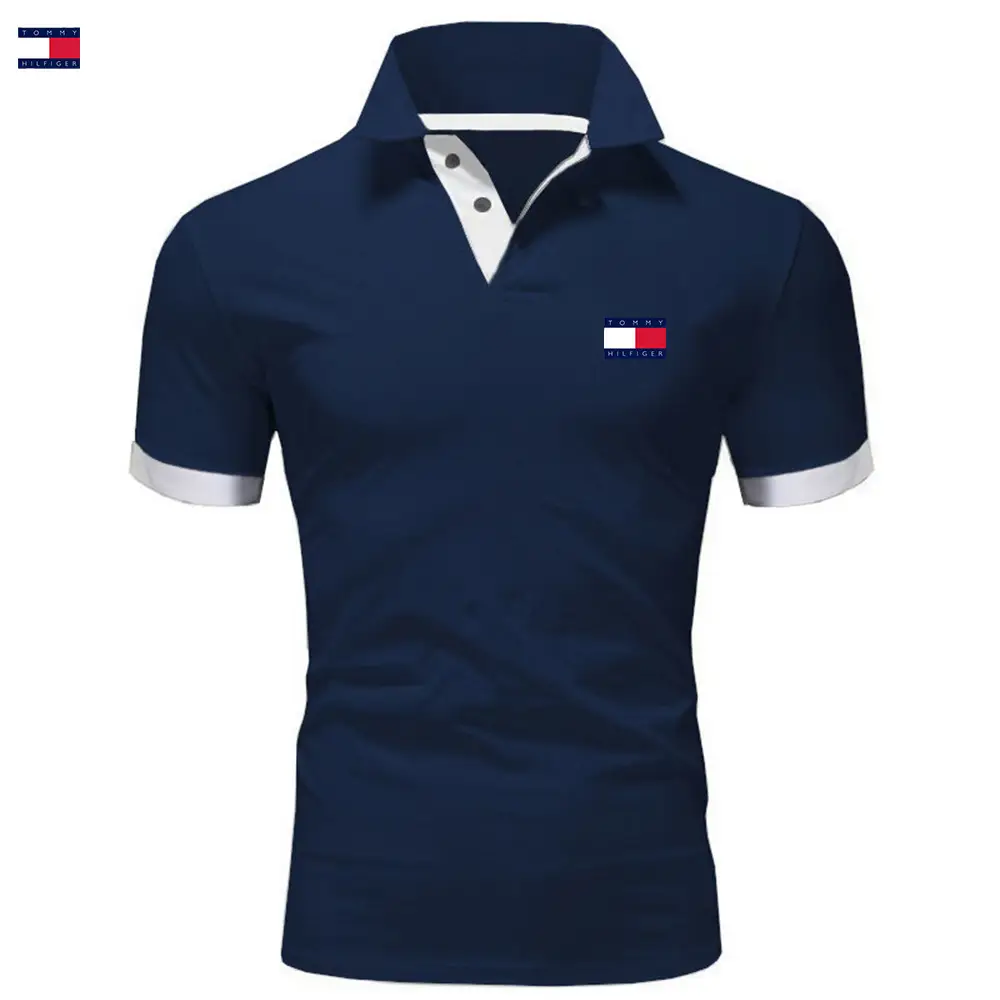 Men's Black Polo Shirt with Blue Trim & Logo - Image 4