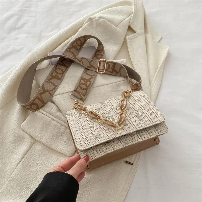 Elegant Khaki Crossbody Bag with Leopard Strap for Women - Image 3