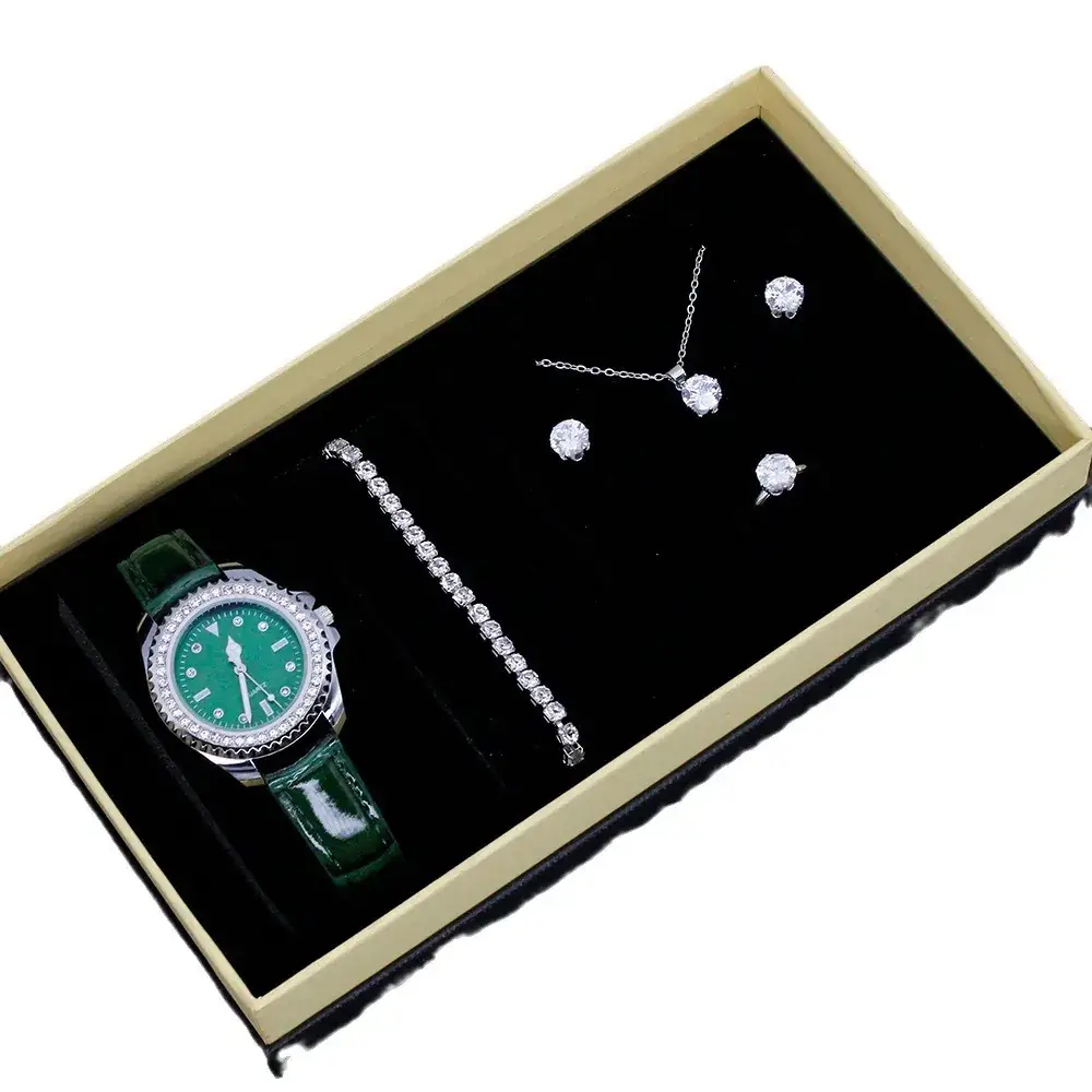 Women's 5-Piece Jewelry Box with Watch & Earrings