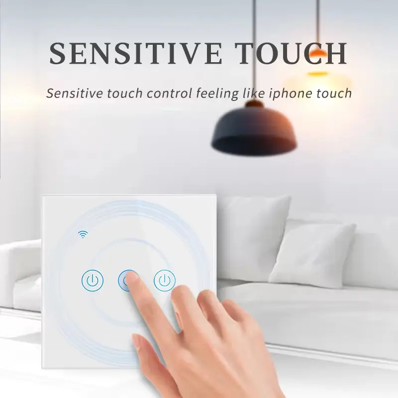 Tuya Smart Life European Standard Smart Wifi Touch Switch Alexa Voice Control Wall Switch