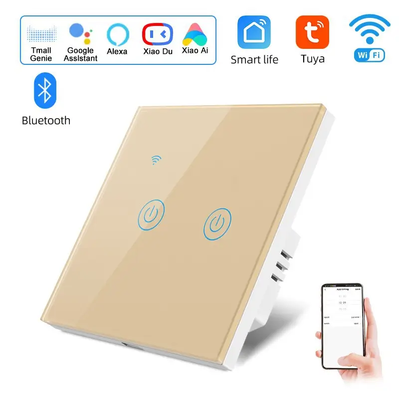 Tuya Smart Life European Standard Smart Wifi Touch Switch Alexa Voice Control Wall Switch