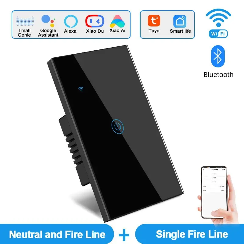 Tuya Smart Life European Standard Smart Wifi Touch Switch Alexa Voice Control Wall Switch