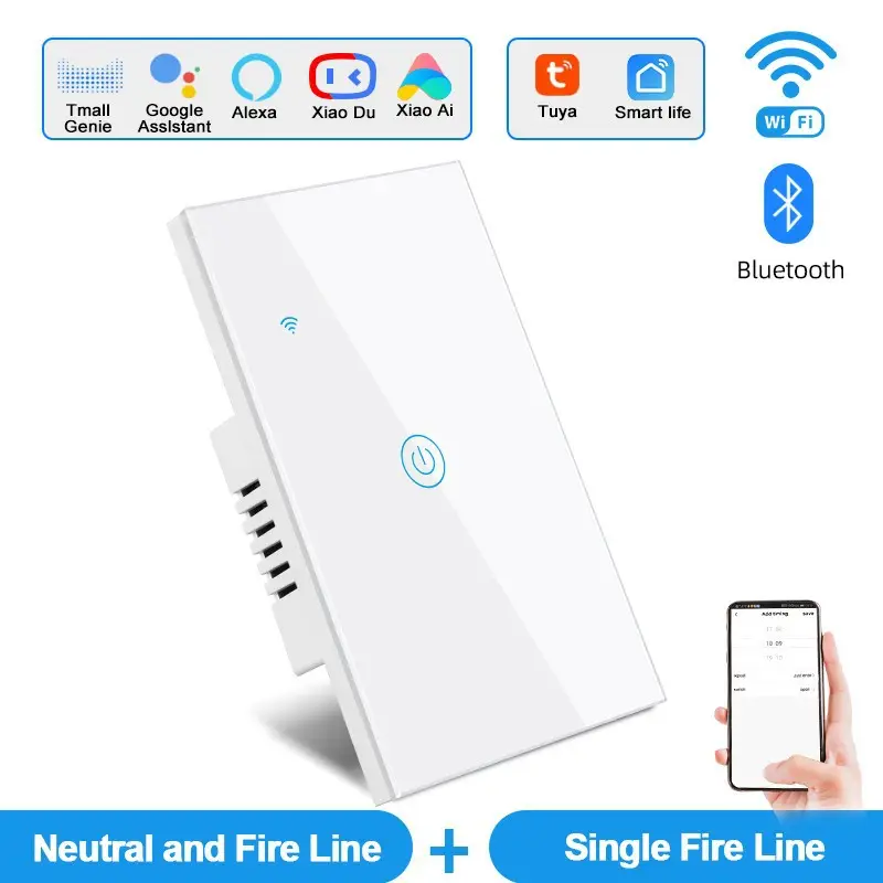 Tuya Smart Life European Standard Smart Wifi Touch Switch Alexa Voice Control Wall Switch