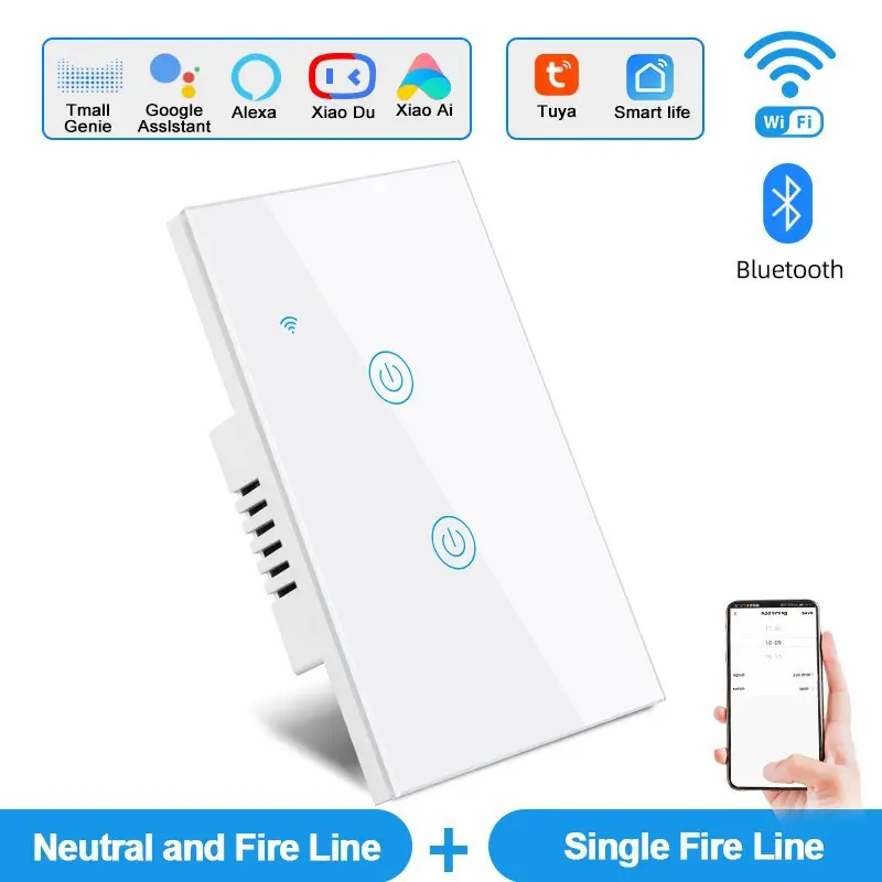 Tuya Smart Life European Standard Smart Wifi Touch Switch Alexa Voice Control Wall Switch