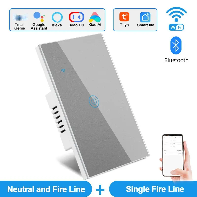 Tuya Smart Life European Standard Smart Wifi Touch Switch Alexa Voice Control Wall Switch