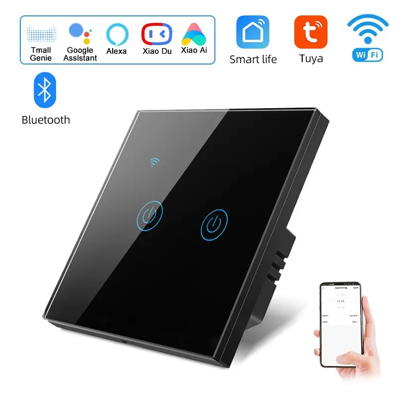 Tuya Smart Life European Standard Smart Wifi Touch Switch Alexa Voice Control Wall Switch