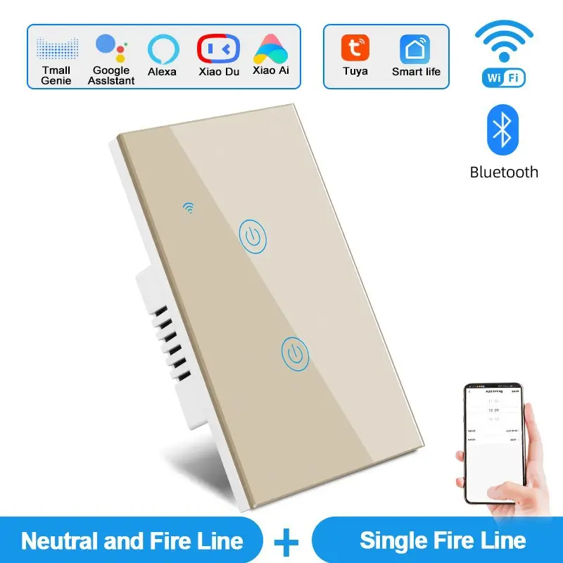 Tuya Smart Life European Standard Smart Wifi Touch Switch Alexa Voice Control Wall Switch