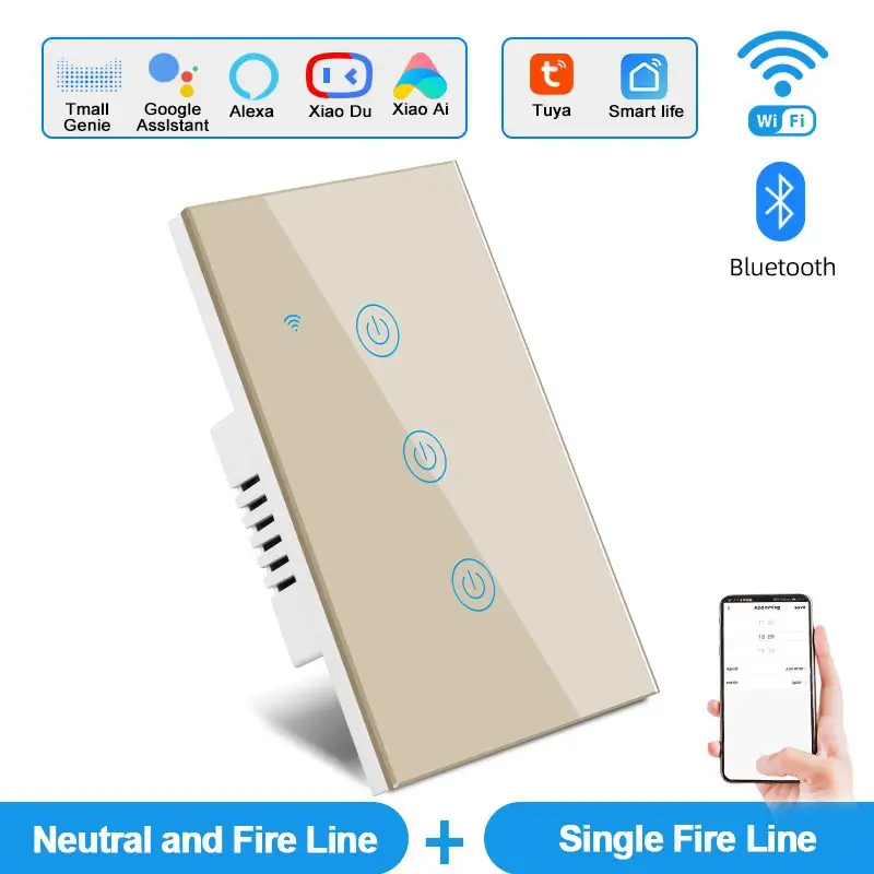 Tuya Smart Life European Standard Smart Wifi Touch Switch Alexa Voice Control Wall Switch