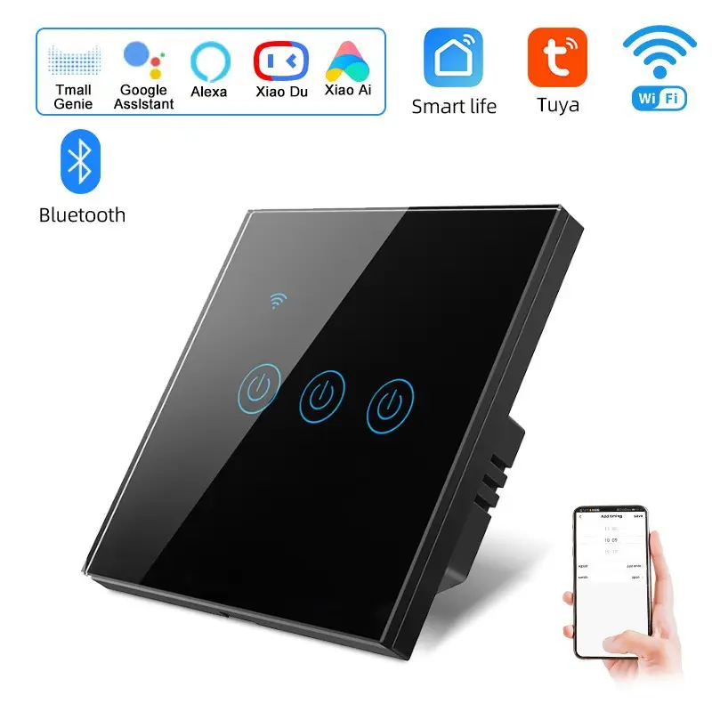 Tuya Smart Life European Standard Smart Wifi Touch Switch Alexa Voice Control Wall Switch