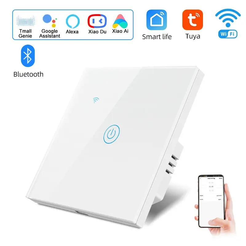 Tuya Smart Life European Standard Smart Wifi Touch Switch Alexa Voice Control Wall Switch