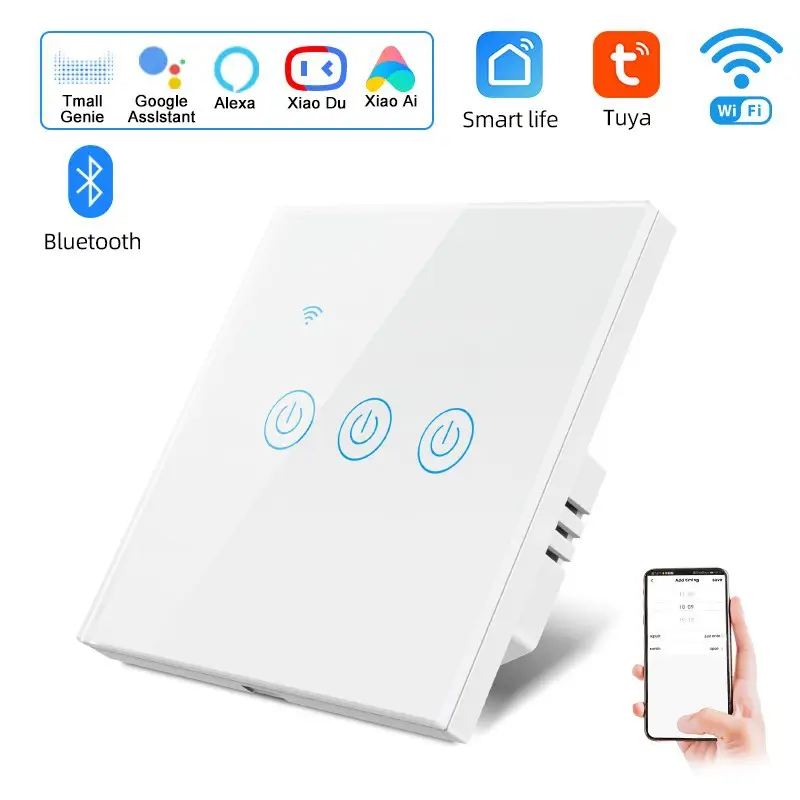 Tuya Smart Life European Standard Smart Wifi Touch Switch Alexa Voice Control Wall Switch