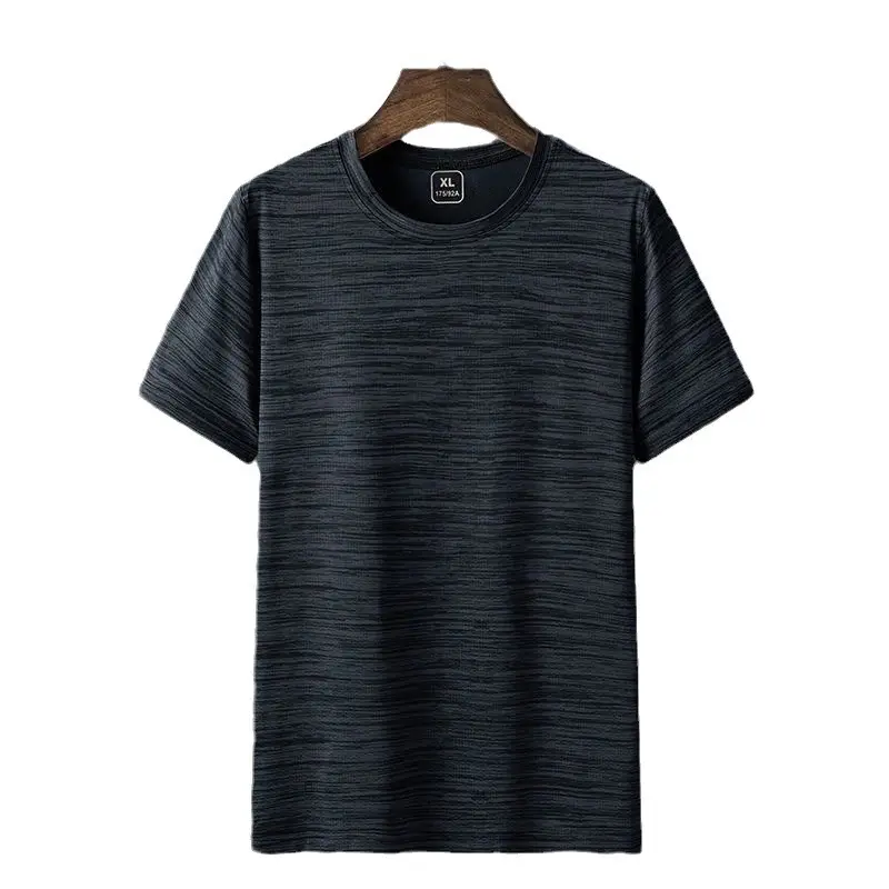 Men Ice Silk Mesh T-Shirt Dark Gray - Image 33