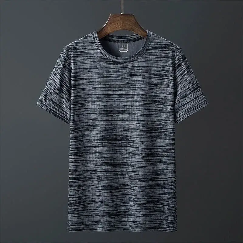Men Ice Silk Mesh T-Shirt Dark Gray - Image 11