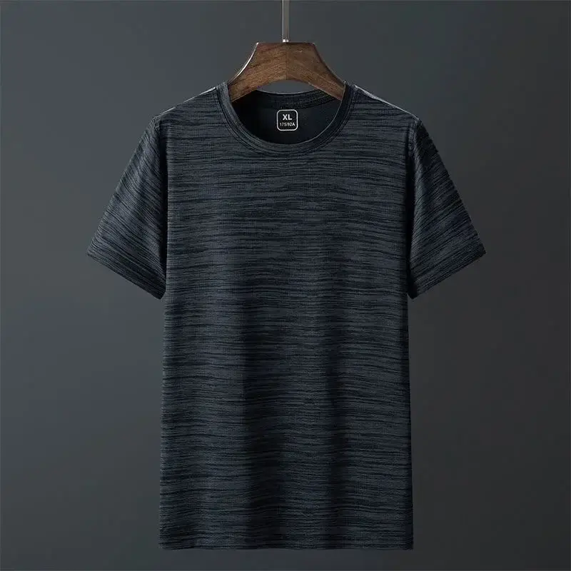 Men Ice Silk Mesh T-Shirt Dark Gray - Image 2