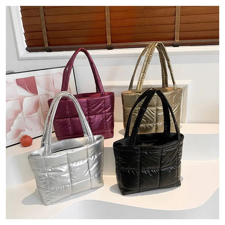 Women's Korean Style Silver Padded Shoulder Bag 2024 - Image 6