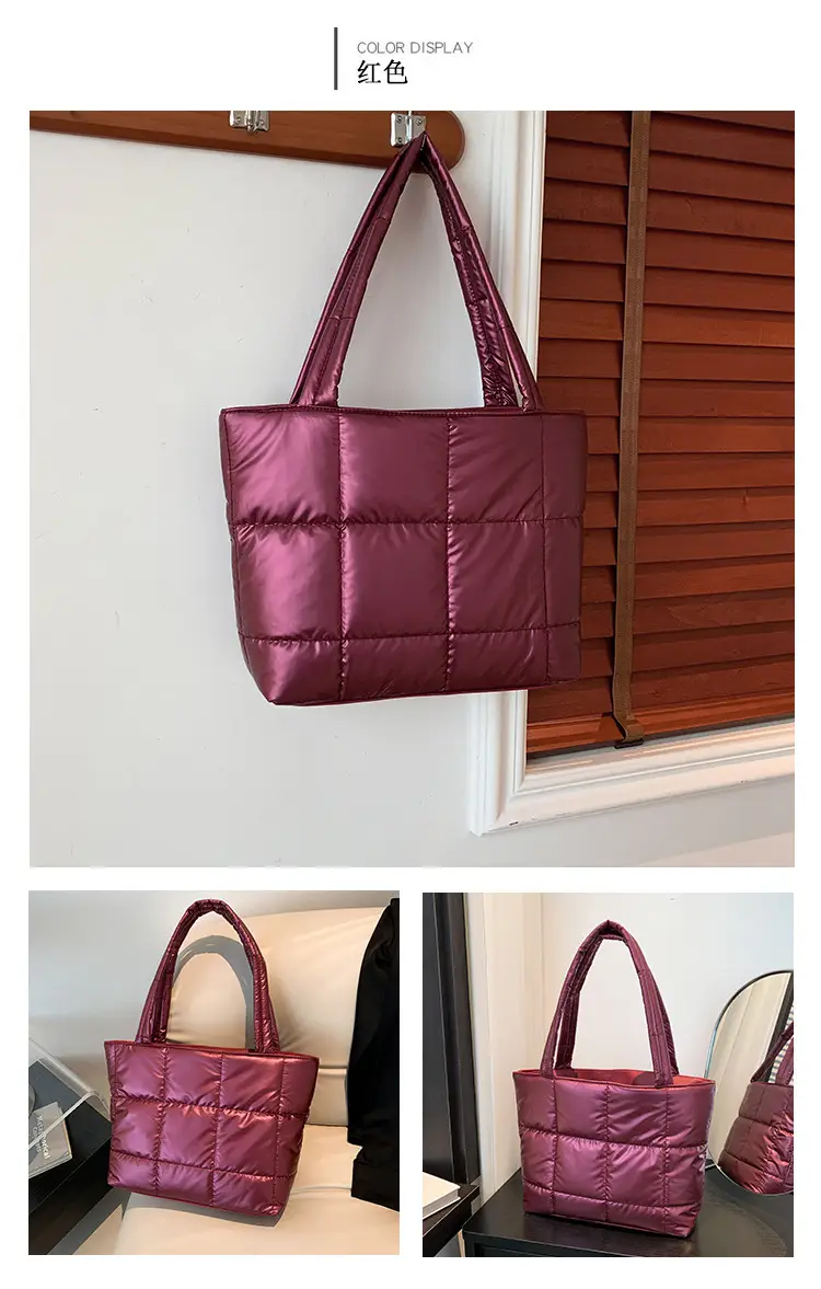Women's Korean Style Silver Padded Shoulder Bag 2024 — feature 28