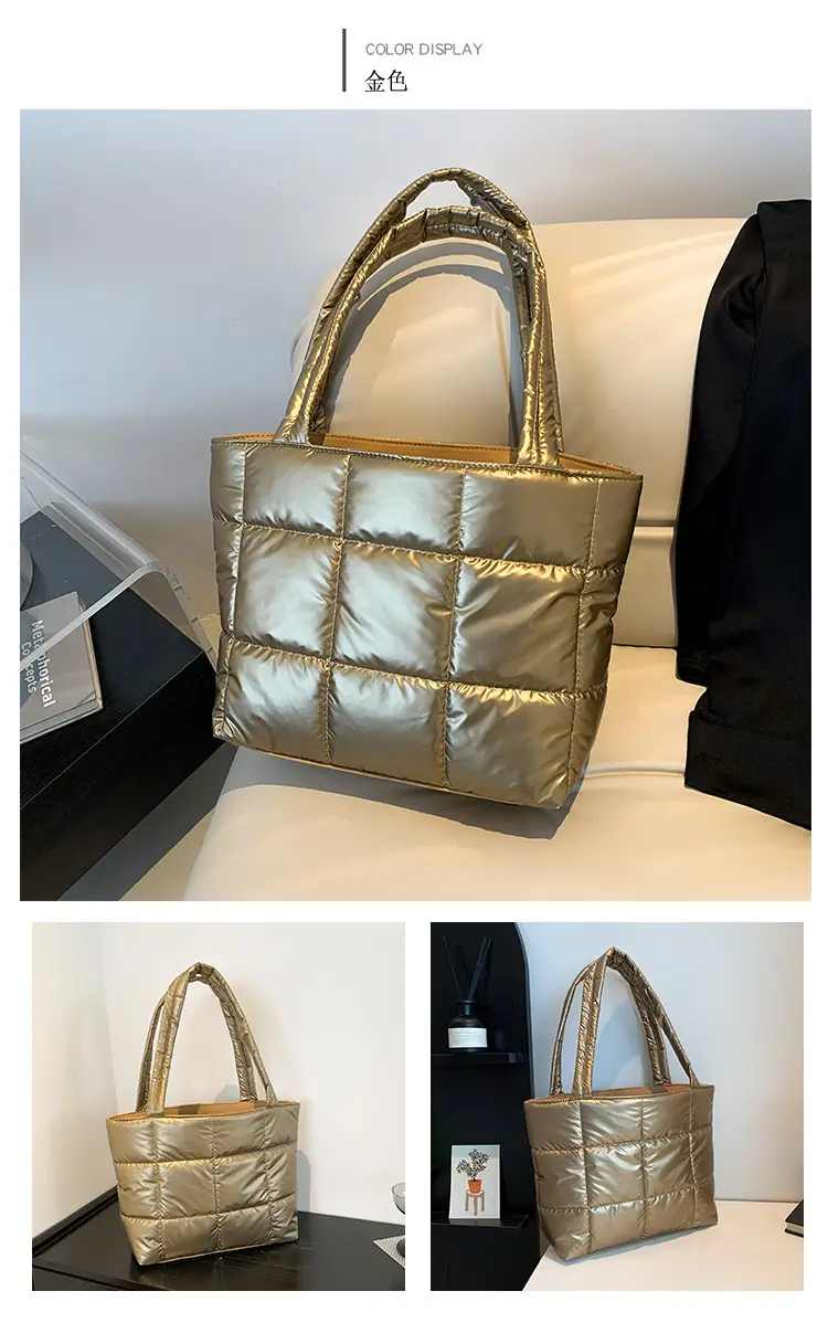 Women's Korean Style Silver Padded Shoulder Bag 2024 — feature 30