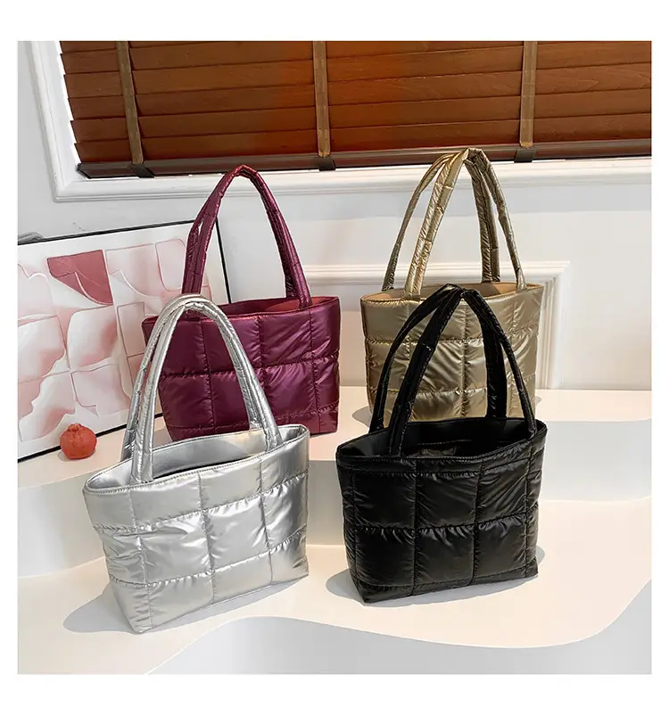 Women's Korean Style Silver Padded Shoulder Bag 2024 — feature 32