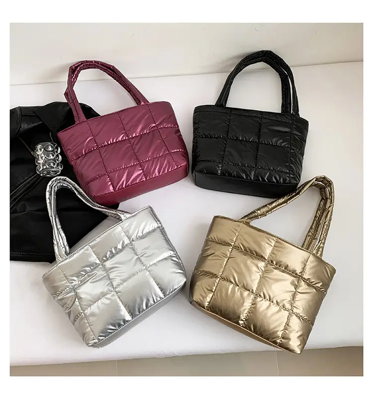 Women's Korean Style Silver Padded Shoulder Bag 2024 — feature 33