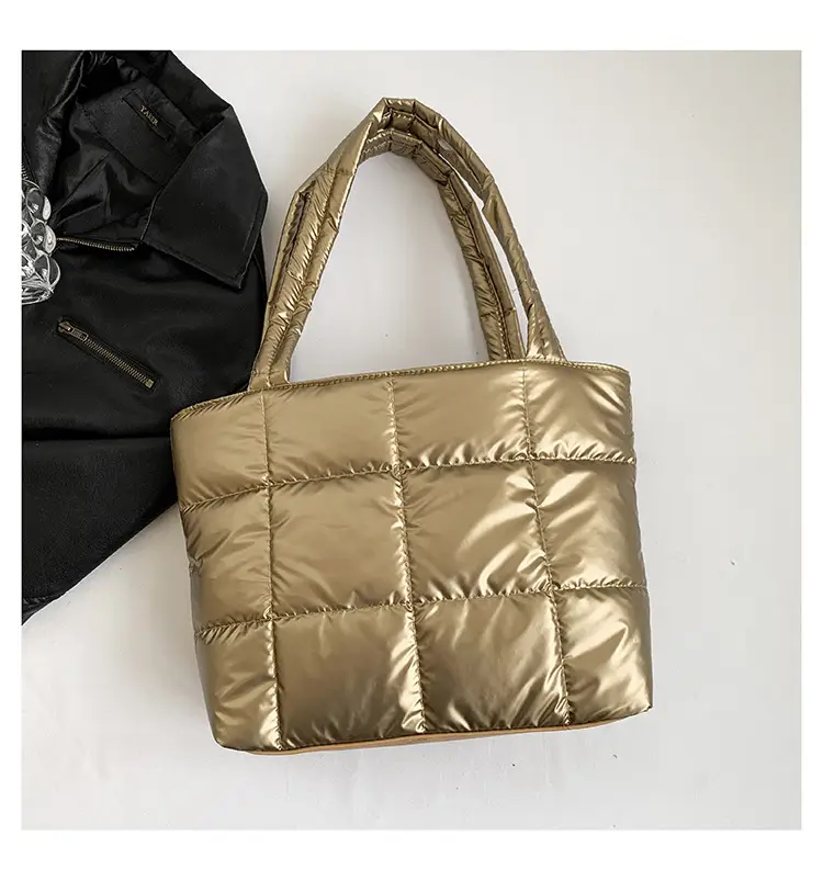 Women's Korean Style Silver Padded Shoulder Bag 2024 - Image 3