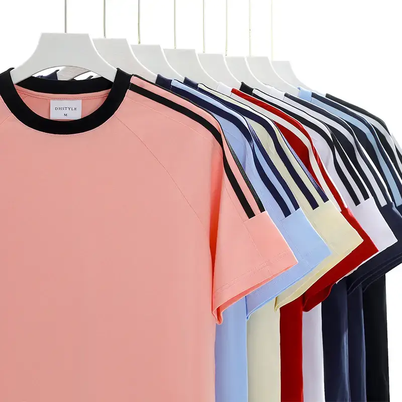 Men Cotton Three Bar T-Shirt Navy Blue 250g - Image 11