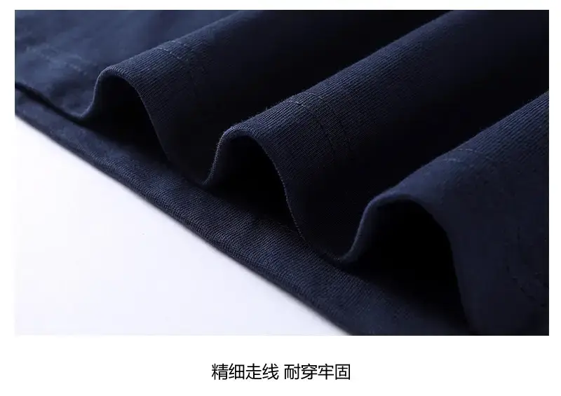 Men Cotton Three Bar T-Shirt Navy Blue 250g — feature 13
