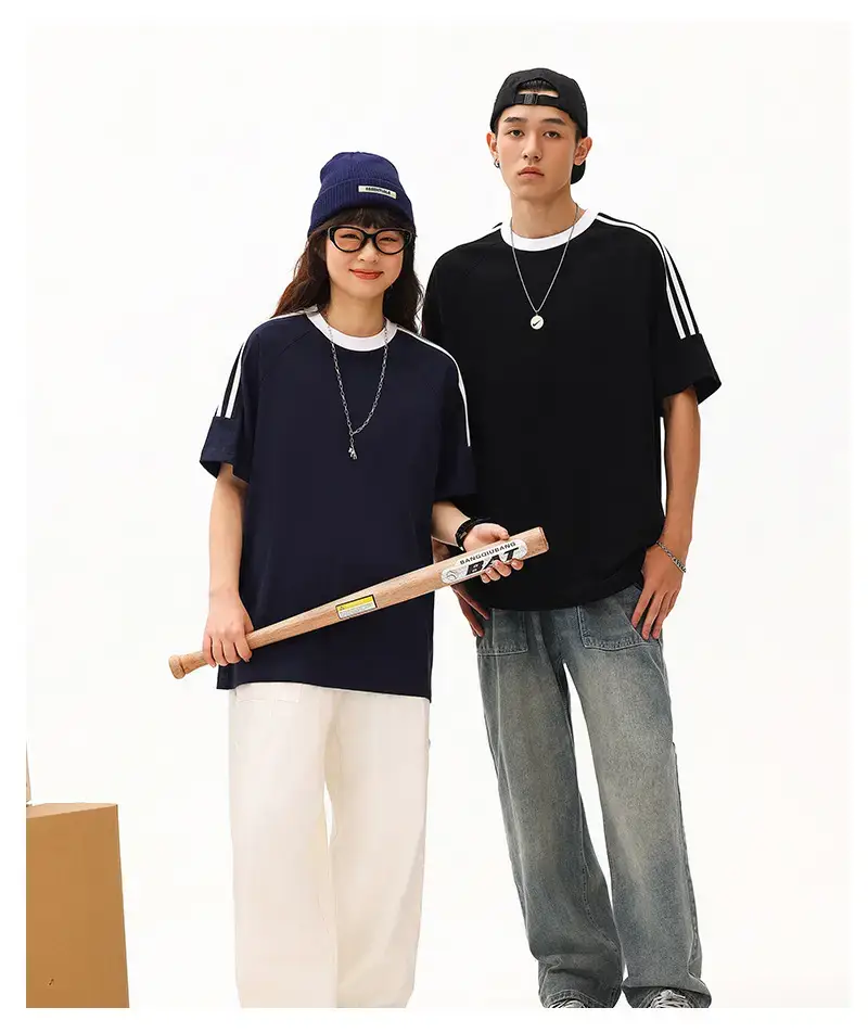 Men Cotton Three Bar T-Shirt Navy Blue 250g — feature 16
