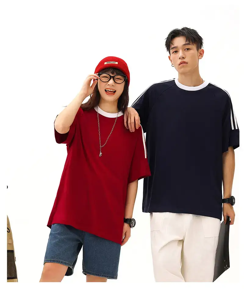 Men Cotton Three Bar T-Shirt Navy Blue 250g — feature 17